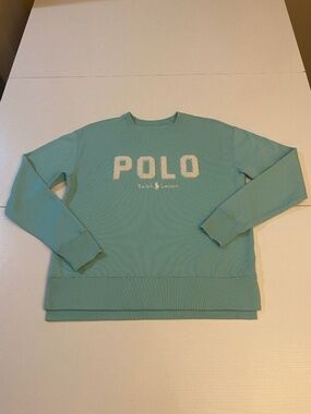 Polo Ralph Lauren Mint Green French Terry Polo Graphic Pullover Size XS